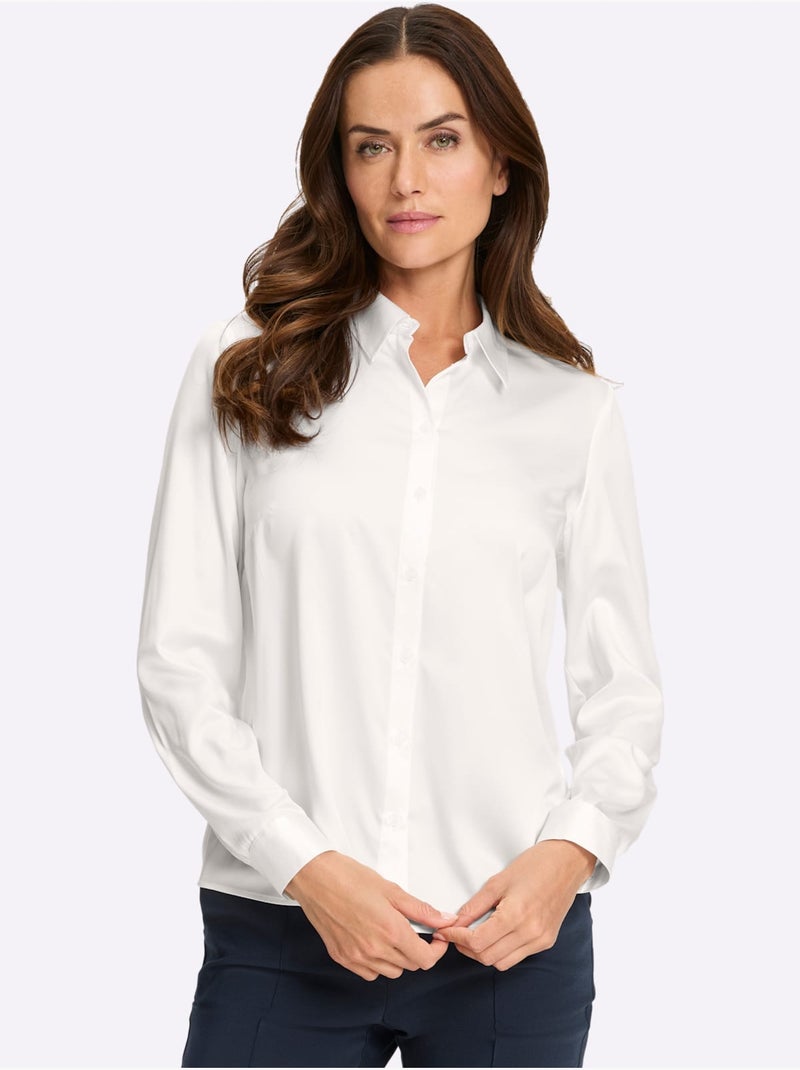 Chemisier En Satin Qualité Satin Brillante - Taille Standard - Helline Ecru - Kiabi
