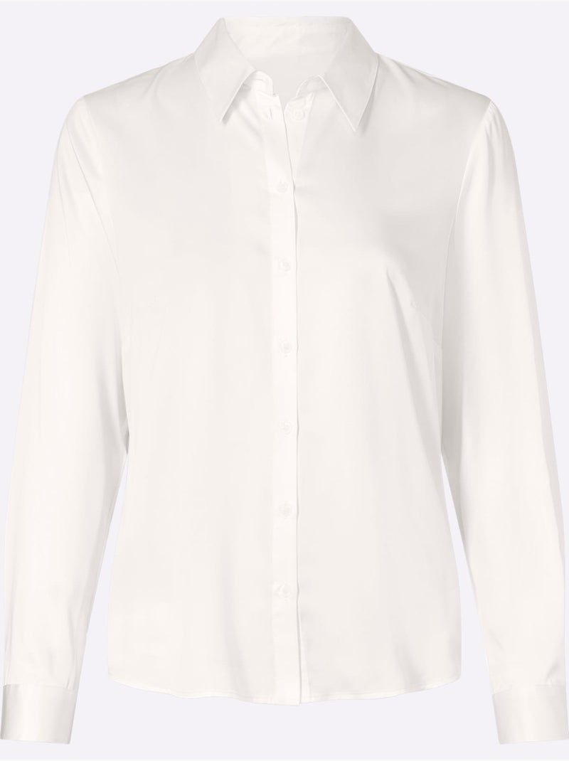 Chemisier En Satin Qualité Satin Brillante - Taille Standard - Helline Ecru - Kiabi