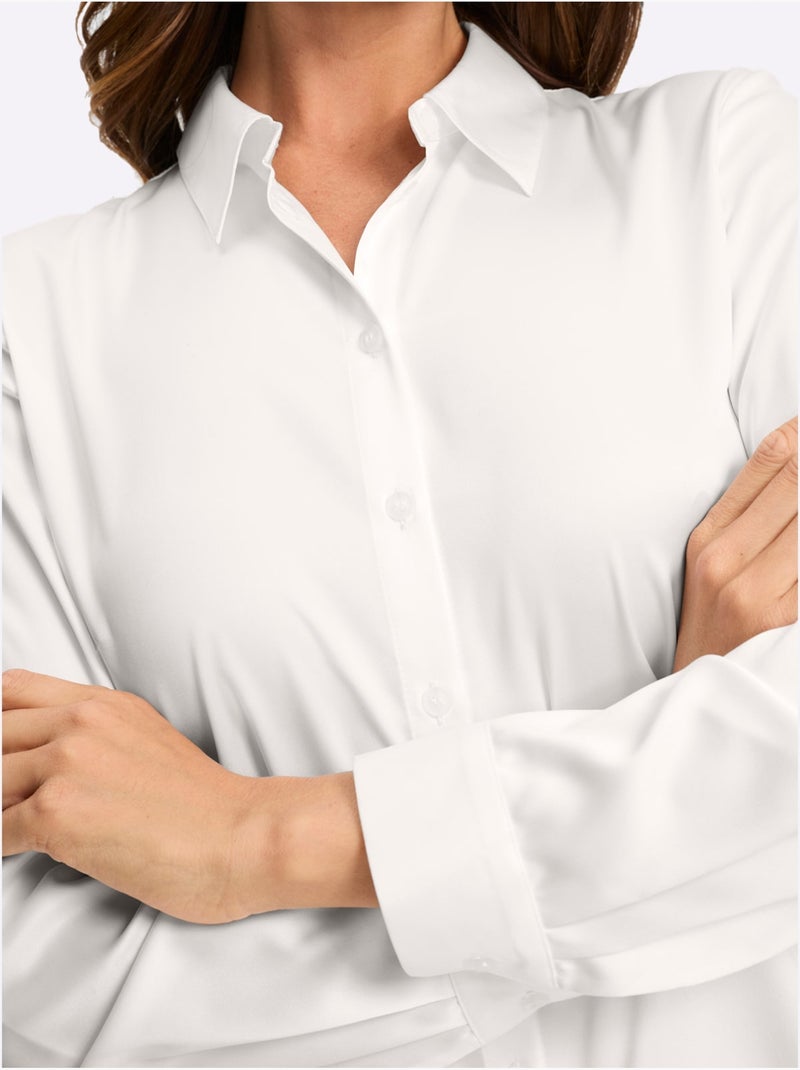 Chemisier En Satin Qualité Satin Brillante - Taille Standard - Helline Ecru - Kiabi
