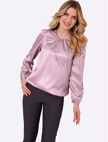 Chemisier en satin qualité satin brillante - taille standard - moda vilona