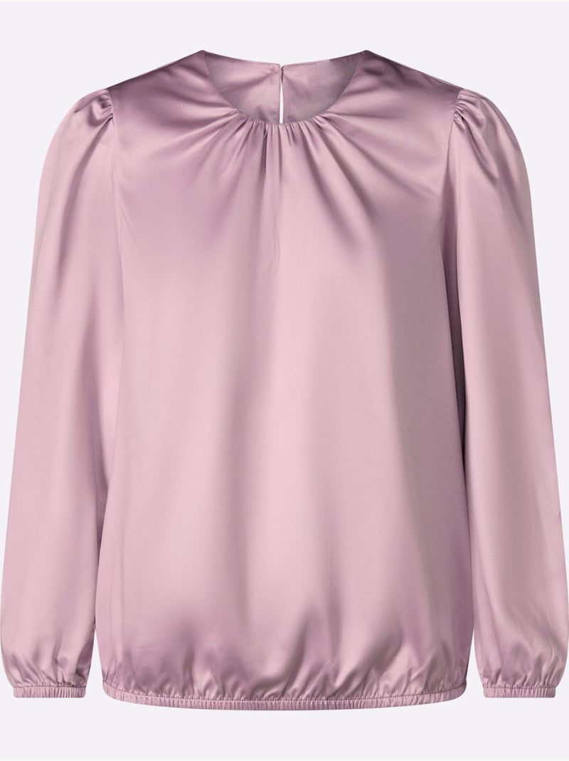 Chemisier en satin qualité satin brillante - taille standard - moda vilona Rose - Kiabi