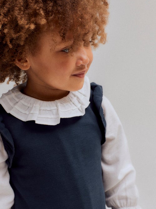 Chemisier en Sergé de Coton avec Volants - Kiabi