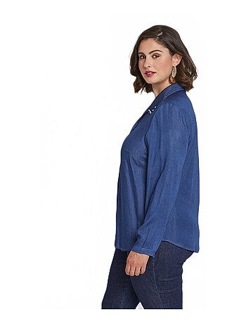 Chemisier en tissu fluide col bijou