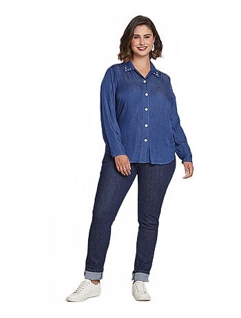 Chemisier en tissu fluide col bijou