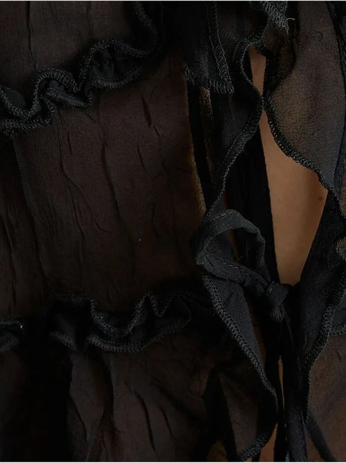 Chemisier en tulle à volants - Kiabi