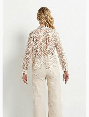 Chemisier en tulle rebrodé de fleurs