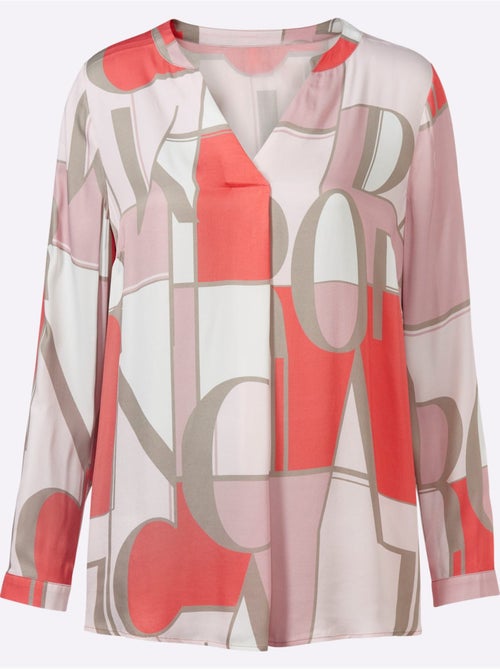 Chemisier en viscose à motif géométrique et manches longues - Taille standard - Helline - Kiabi Chemisier en viscose à motif géométrique et manches longues - Taille standard - Helline - Kiabi