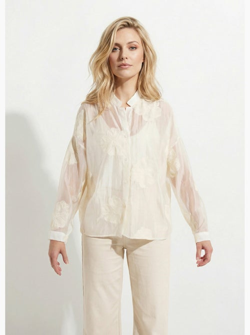 Chemisier en voile, broderies camelias - AFIBEL - Kiabi