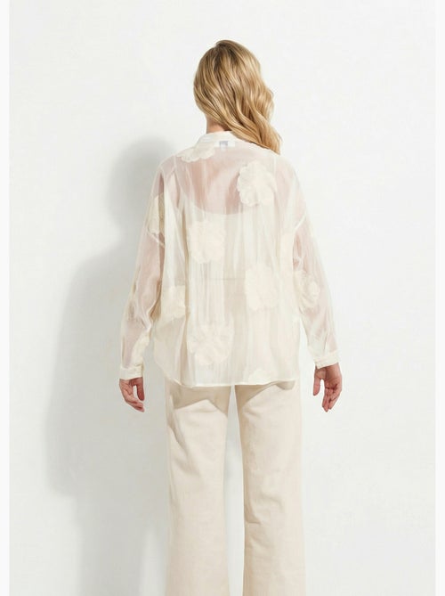 Chemisier en voile, broderies camelias - AFIBEL - Kiabi