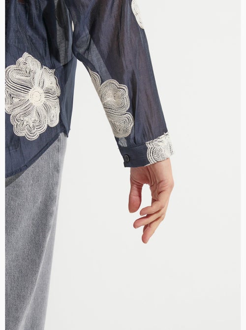 Chemisier en voile, broderies camelias - AFIBEL - Kiabi