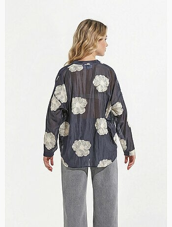 Chemisier en voile, broderies camelias