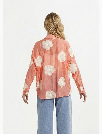 Chemisier en voile, broderies camelias
