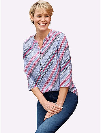 Chemisier encolure arrondie avec petit v - taille standard - moda vilona