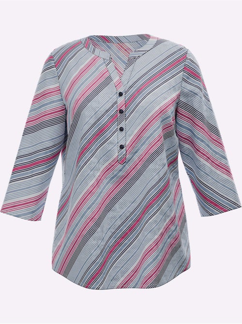 Chemisier encolure arrondie avec petit v - taille standard - moda vilona - Kiabi Chemisier encolure arrondie avec petit v - taille standard - moda vilona - Kiabi