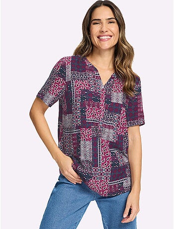 Chemisier Encolure Arrondie Avec Petit V - Taille Standard - Moda Vilona