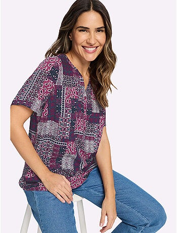 Chemisier Encolure Arrondie Avec Petit V - Taille Standard - Moda Vilona