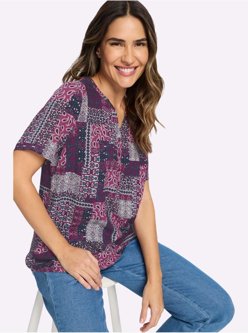 Chemisier Encolure Arrondie Avec Petit V - Taille Standard - Moda Vilona - Kiabi Chemisier Encolure Arrondie Avec Petit V - Taille Standard - Moda Vilona - Kiabi