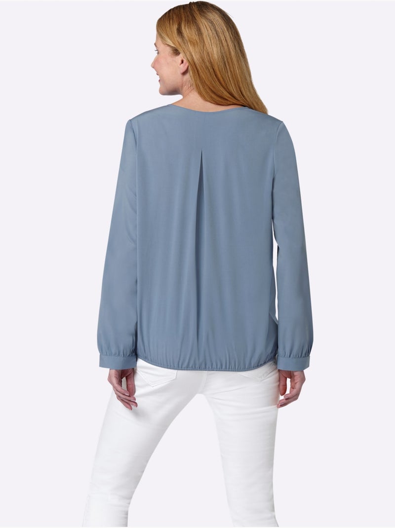 Chemisier encolure extravagante - taille standard - witt Bleu gris - Kiabi