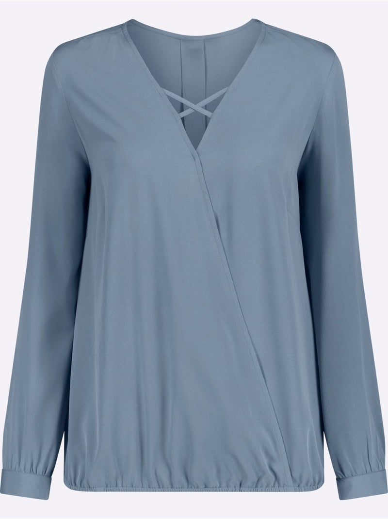 Chemisier encolure extravagante - taille standard - witt Bleu gris - Kiabi