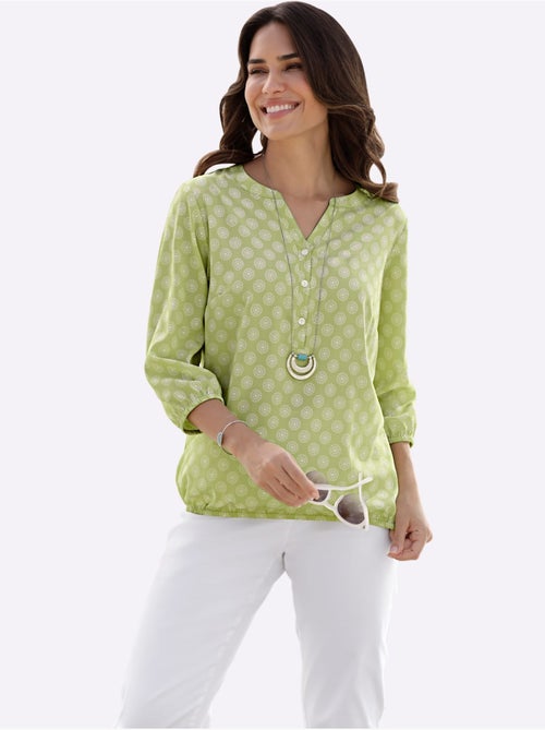 Chemisier encolure V à manches trois-quarts avec motif géométrique - Taille standard - Moda Vilona - Kiabi
