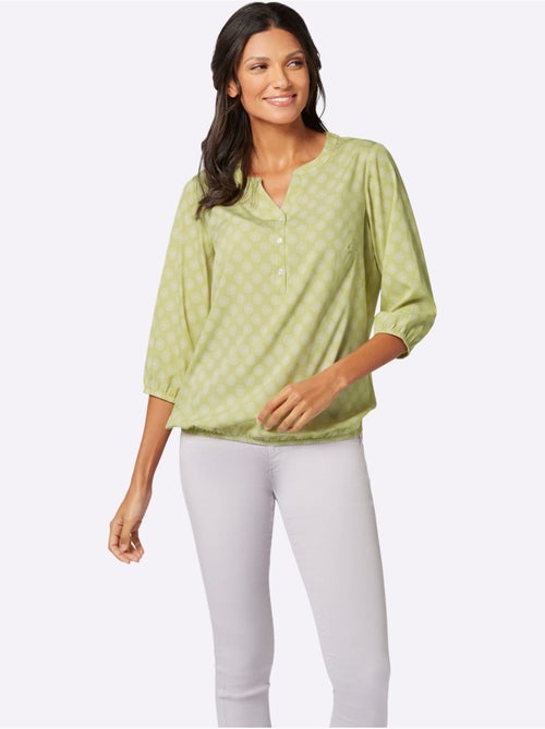 Chemisier encolure V à manches trois-quarts avec motif géométrique - Taille standard - Moda Vilona - Kiabi