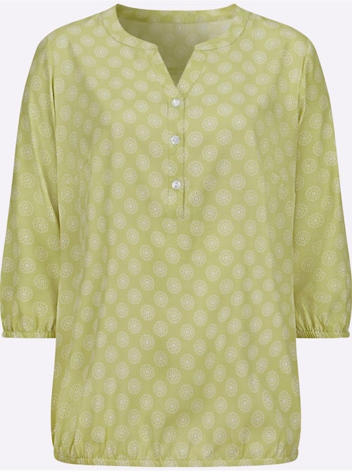 Chemisier encolure V à manches trois-quarts avec motif géométrique - Taille standard - Moda Vilona - Kiabi