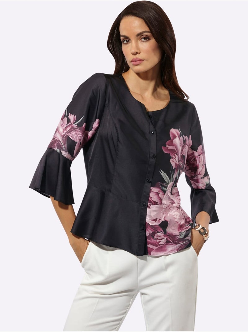 Chemisier Entretien Très Facile - Taille Standard - Helline Noir Rose - Kiabi