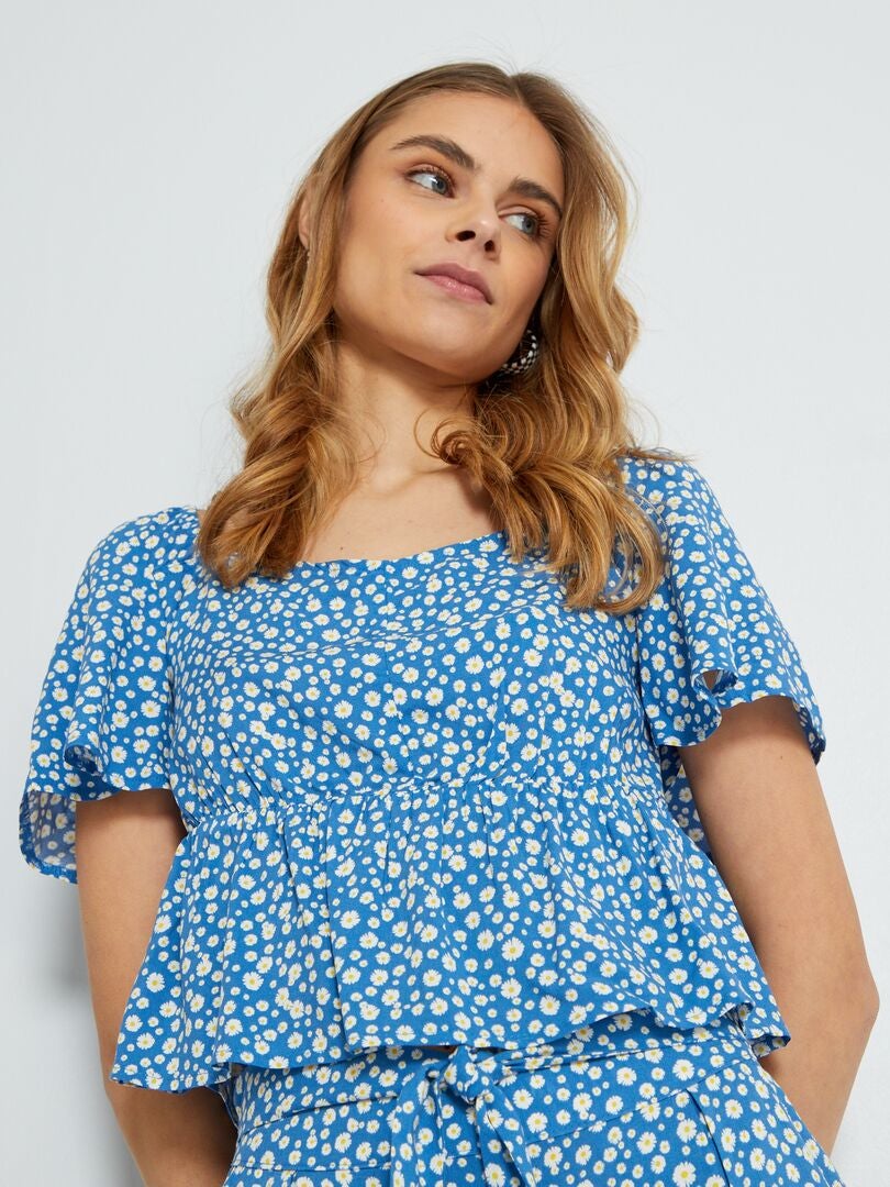 Chemisier façon bustier avec imprimé Bleu - Kiabi