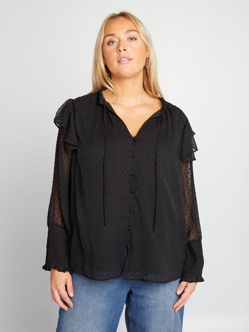 Chemisier Noir Fille New Look - Taille 14 Ans - Motif Floral - Sans Manches