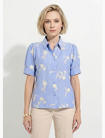 Chemisier femme brodé manches bouffantes - afibel