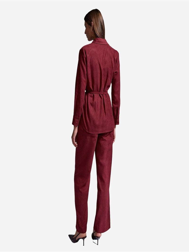 Chemisier femme ceinturé dilvin Rouge bordeaux - Kiabi