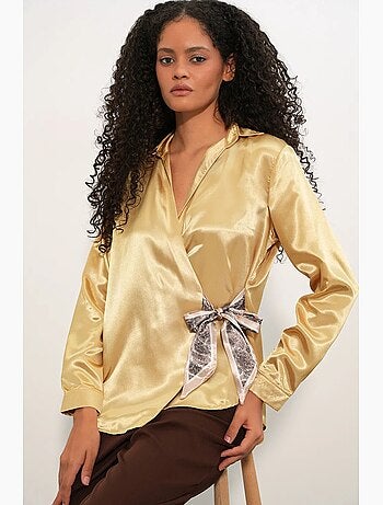 Chemisier femme en satin à nouer bdart