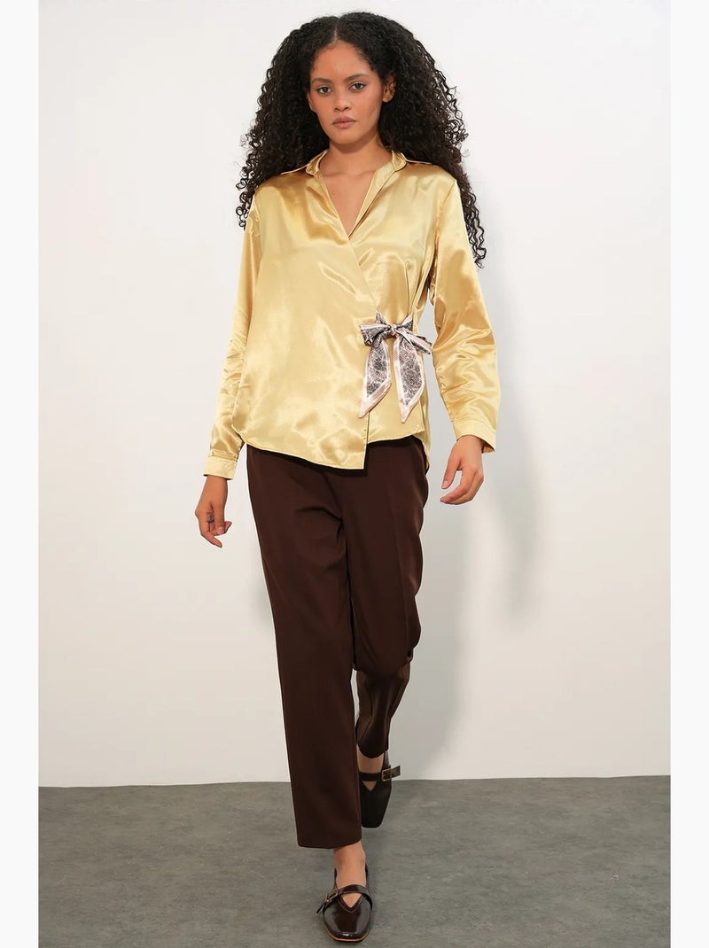 Chemisier femme en satin à nouer bdart Ambre - Kiabi