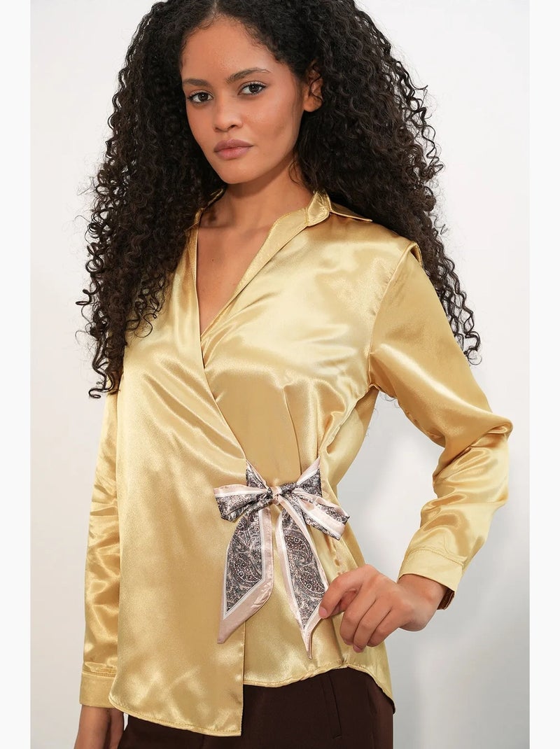 Chemisier femme en satin à nouer bdart Ambre - Kiabi
