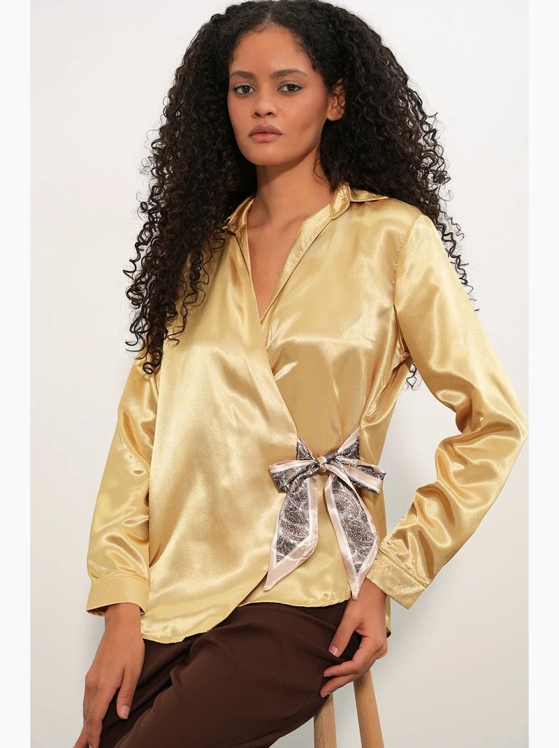 Chemisier femme en satin à nouer bdart Ambre - Kiabi