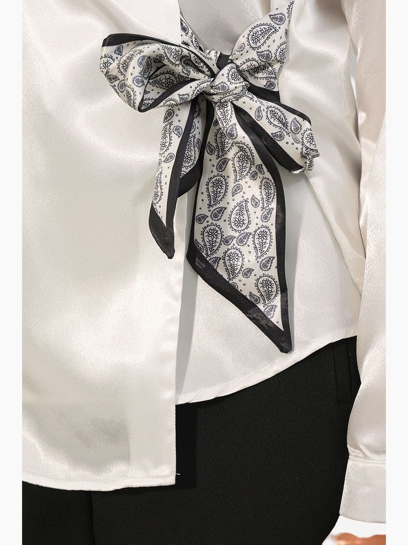 Chemisier femme en satin à nouer bdart Blanc - Kiabi