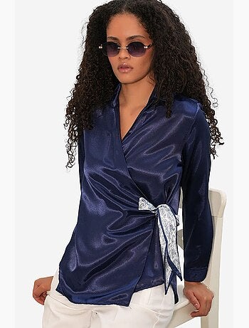Chemisier femme en satin à nouer bdart