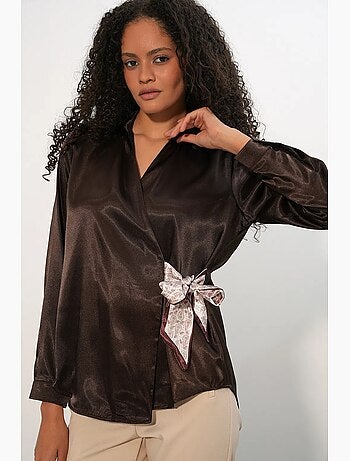 Chemisier femme en satin à nouer bdart
