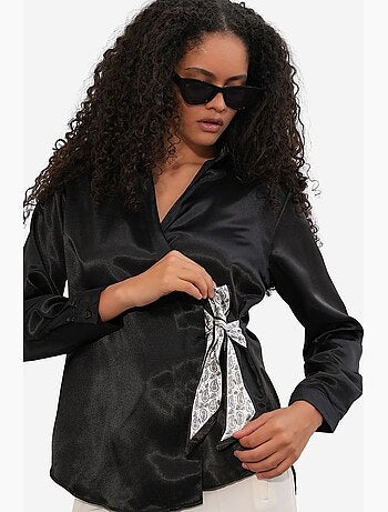Chemisier femme en satin à nouer bdart