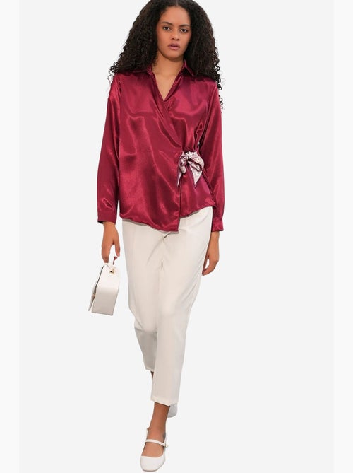 Chemisier femme en satin à nouer bdart - Kiabi Chemisier femme en satin à nouer bdart - Kiabi