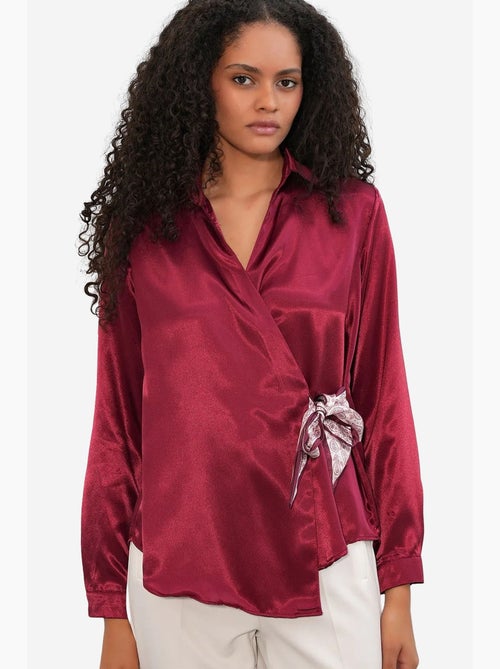 Chemisier femme en satin à nouer bdart - Kiabi Chemisier femme en satin à nouer bdart - Kiabi