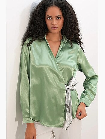 Chemisier femme en satin à nouer bdart