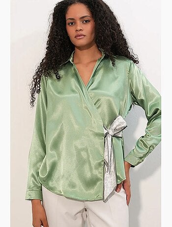 Chemisier femme en satin à nouer bdart