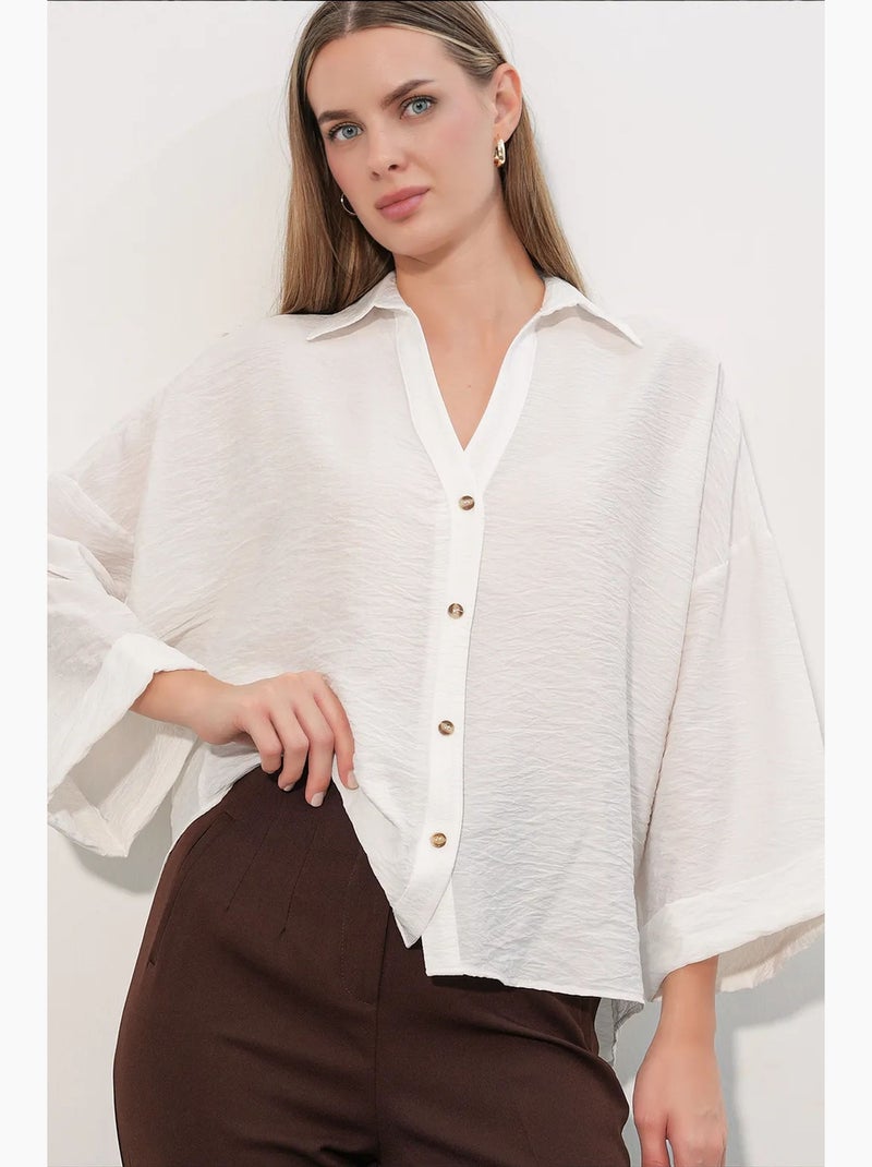Chemisier femme en viscose et nylon bdart Blanc cassé - Kiabi