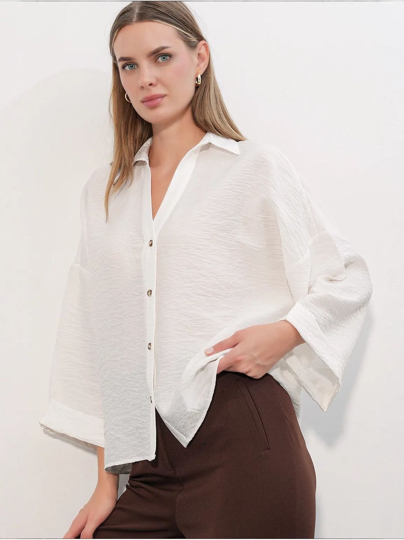Chemisier femme en viscose et nylon bdart Blanc cassé - Kiabi