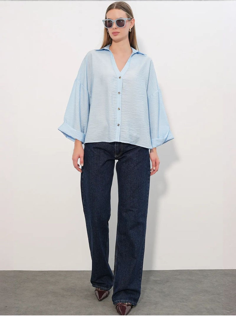 Chemisier femme en viscose et nylon bdart Bleu ciel - Kiabi