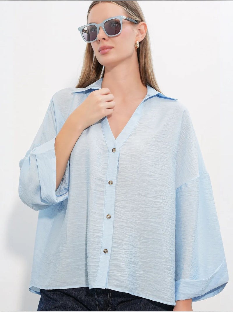 Chemisier femme en viscose et nylon bdart Bleu ciel - Kiabi