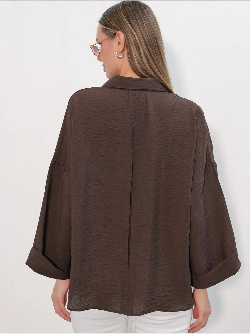 Chemisier femme en viscose et nylon bdart Marron chocolat - Kiabi