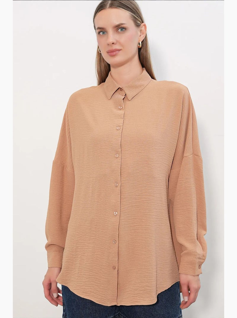 Chemisier femme long oversize bdart Camel - Kiabi
