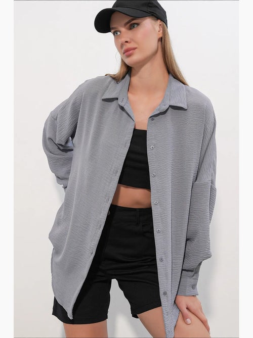 Chemisier femme long oversize bdart - Kiabi Chemisier femme long oversize bdart - Kiabi